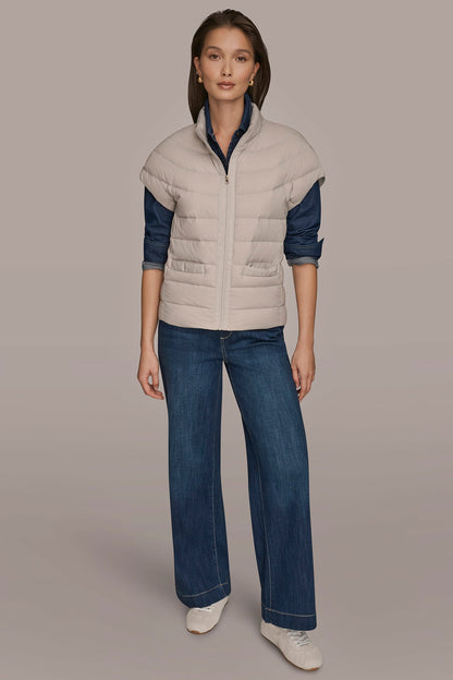 Donna Karan CAP SLEEVE PUFFER VEST