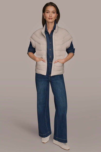 Donna Karan CAP SLEEVE PUFFER VEST