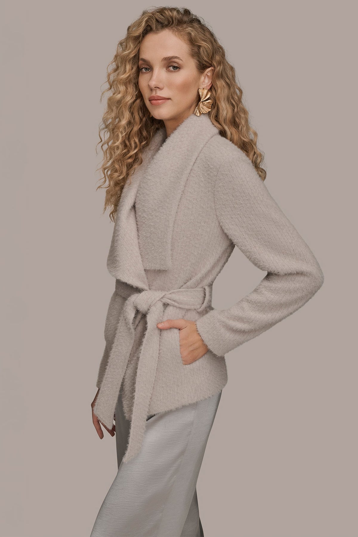 Donna Karan TIE-FRONT WRAP JACKET