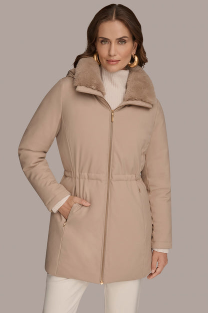 Donna Karan FAUX FUR LINED PUFFER