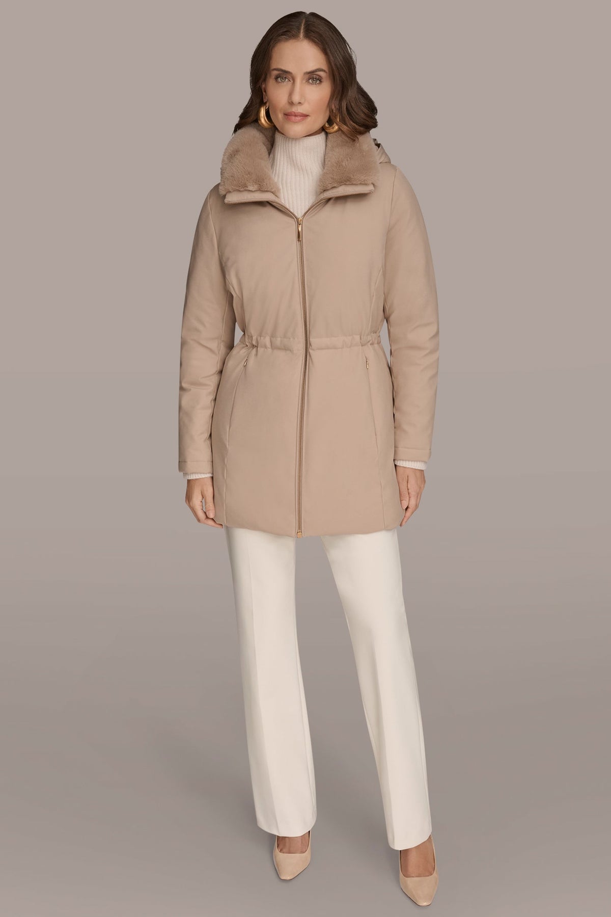 Donna Karan FAUX FUR LINED PUFFER