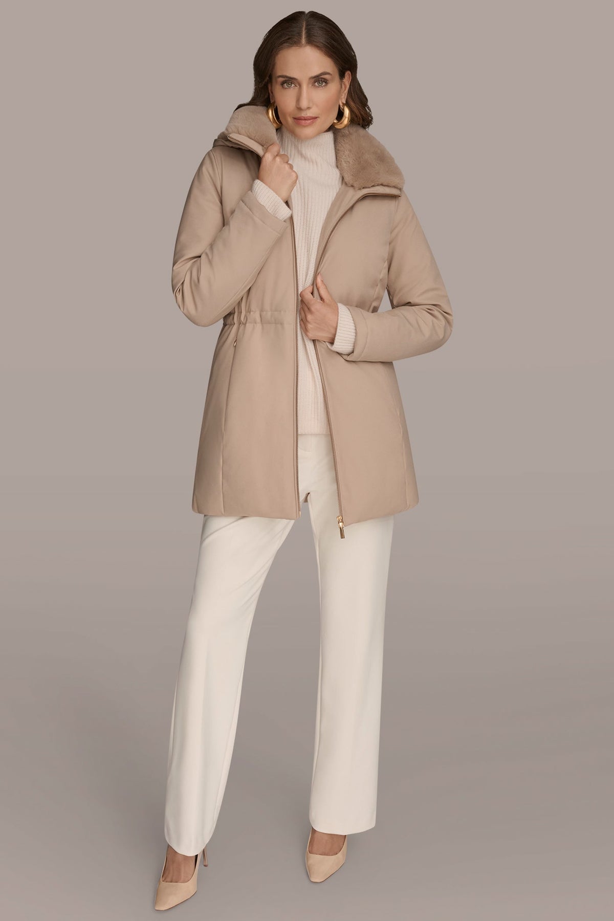 Donna Karan FAUX FUR LINED PUFFER