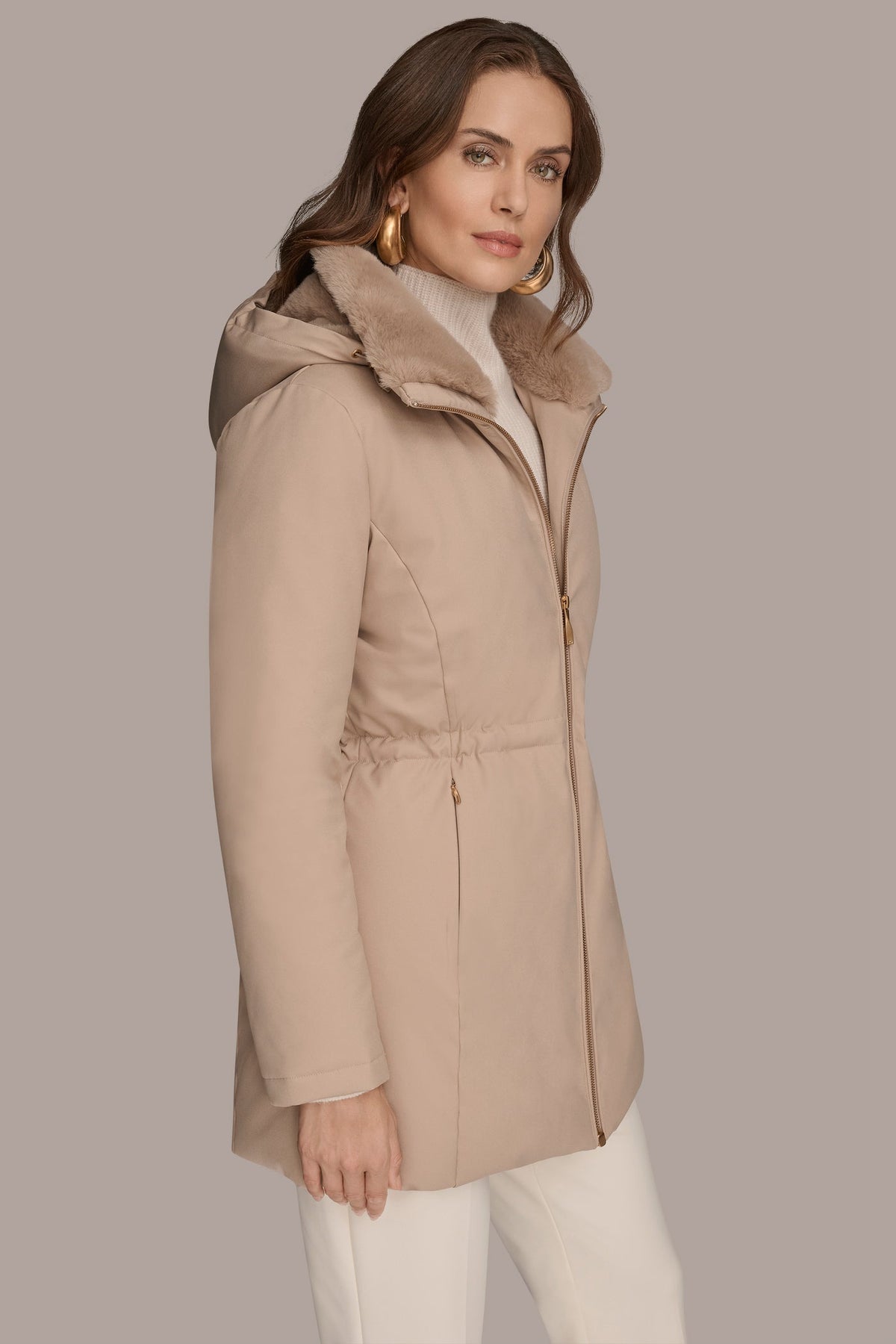 Donna Karan FAUX FUR LINED PUFFER