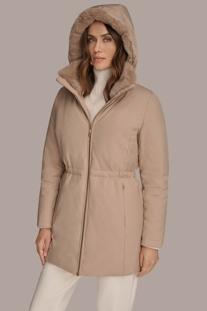 Donna Karan FAUX FUR LINED PUFFER