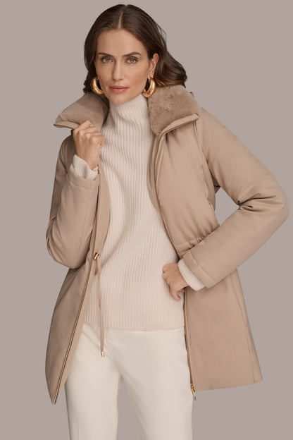 Donna Karan FAUX FUR LINED PUFFER