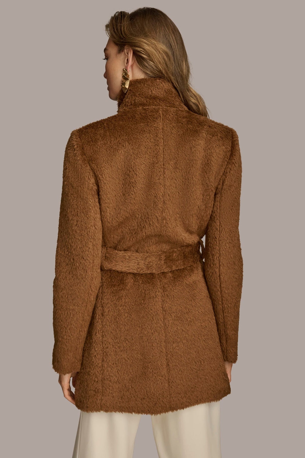 Donna Karan Belted Wool Wrap Coat