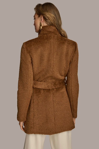 Donna Karan Belted Wool Wrap Coat