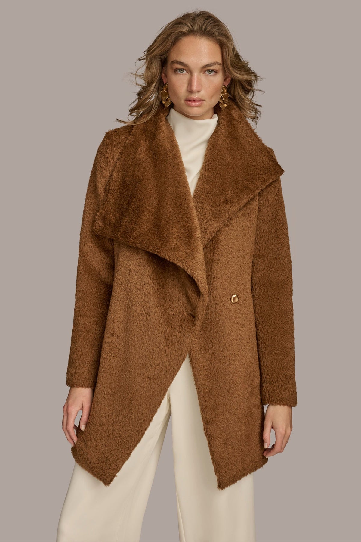 Donna Karan Belted Wool Wrap Coat