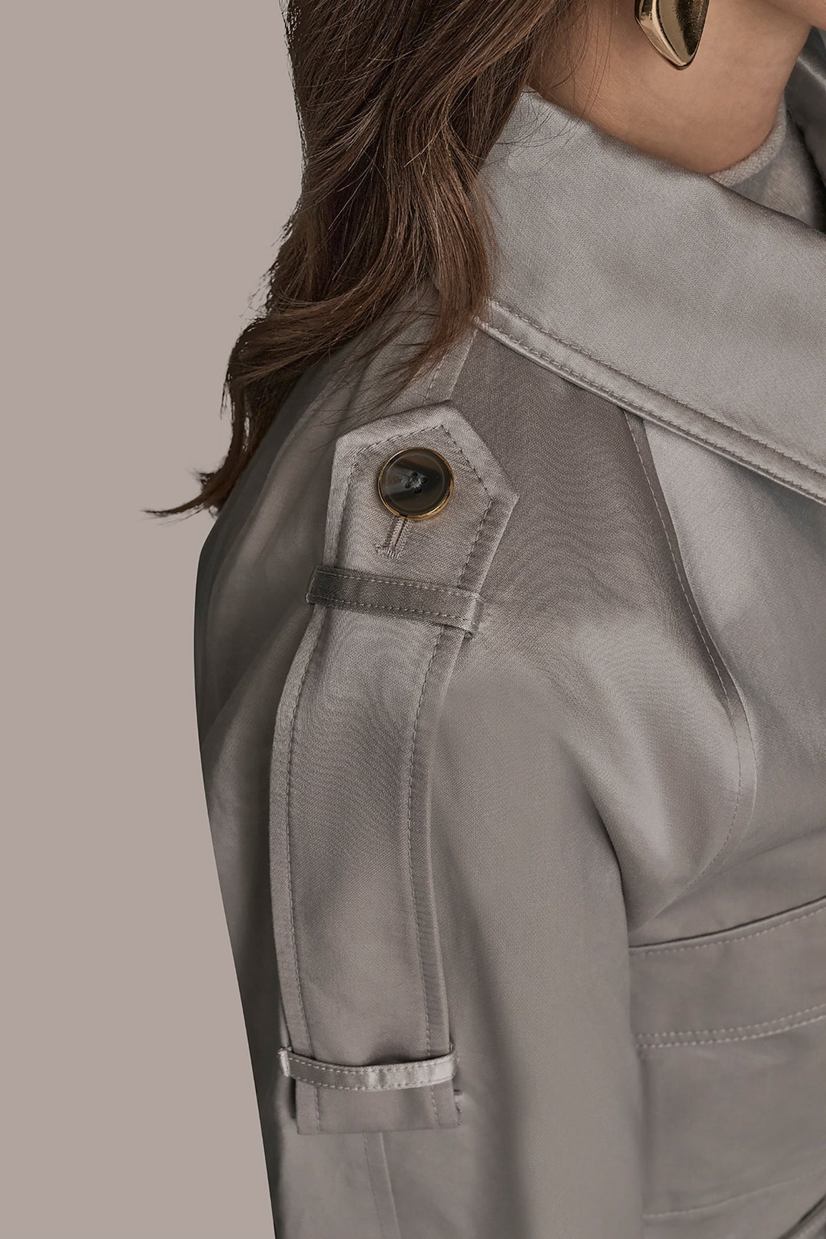 Donna Karan COTTON-BLEND SATIN BIKER JACKET