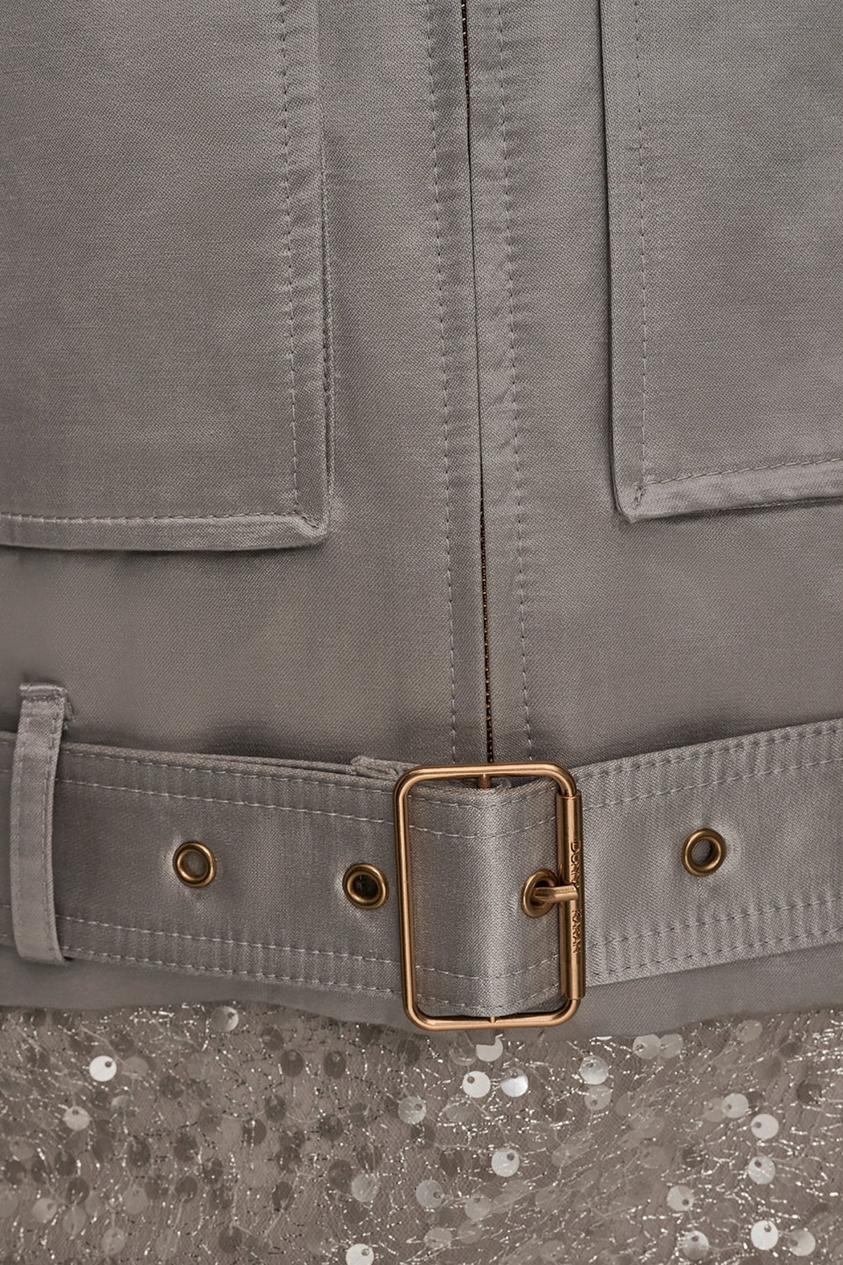 Donna Karan COTTON-BLEND SATIN BIKER JACKET