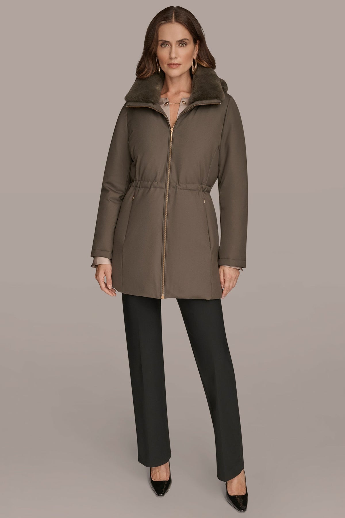 Donna Karan FAUX FUR LINED PUFFER