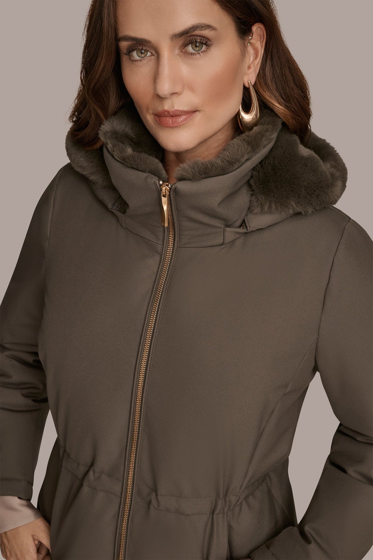 Donna Karan FAUX FUR LINED PUFFER