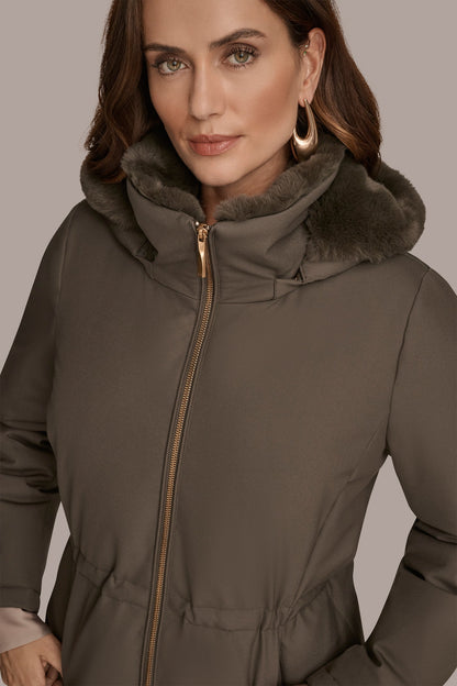Donna Karan FAUX FUR LINED PUFFER