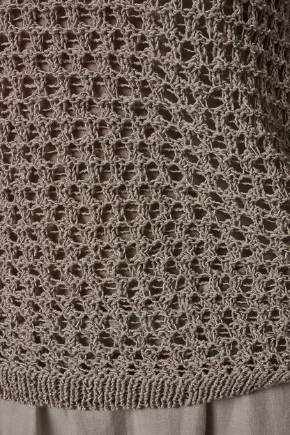 Donna Karan SHORT SLEEVE OPEN STITCH SWEATER