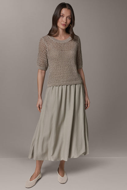 Donna Karan SHORT SLEEVE OPEN STITCH SWEATER