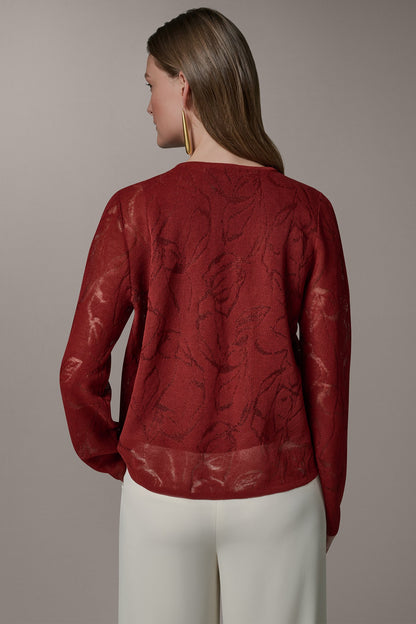 Donna Karan FLORAL SHEER CARDIGAN