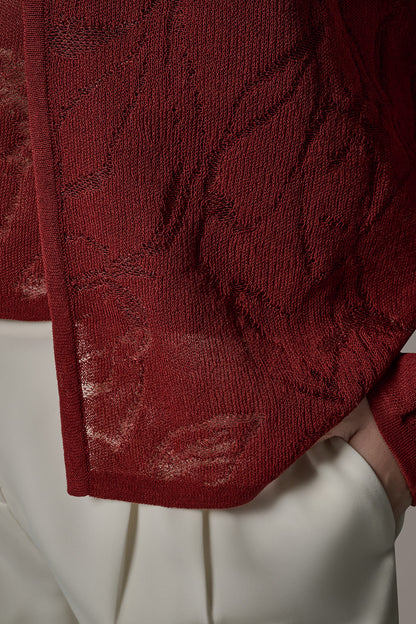 Donna Karan FLORAL SHEER CARDIGAN