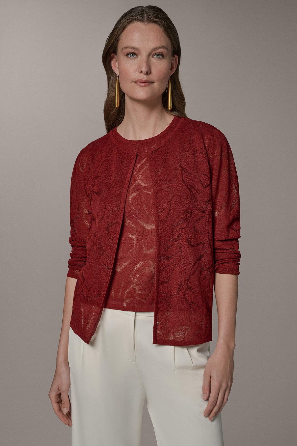 Donna Karan FLORAL SHEER CARDIGAN