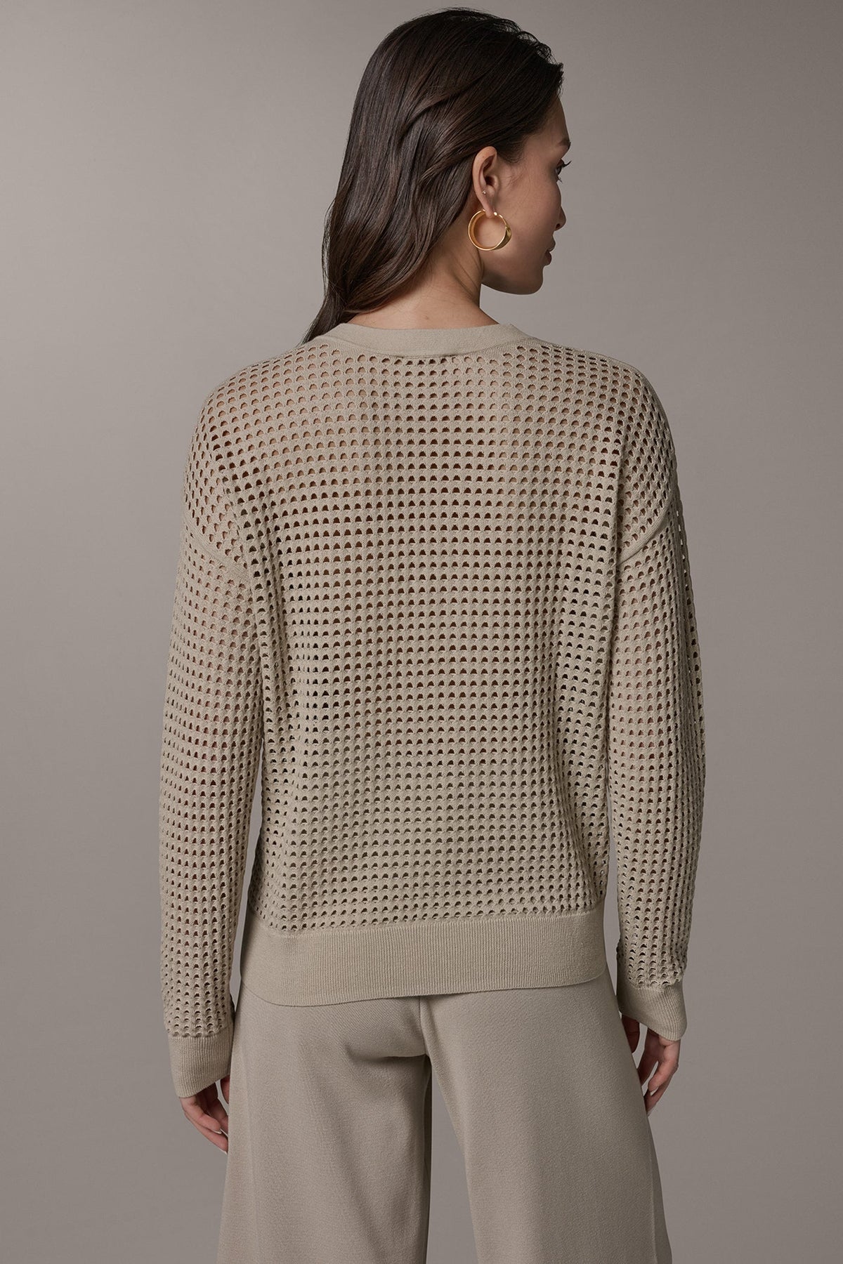 Donna Karan LONG SLEEVE POINTELLE SWEATER