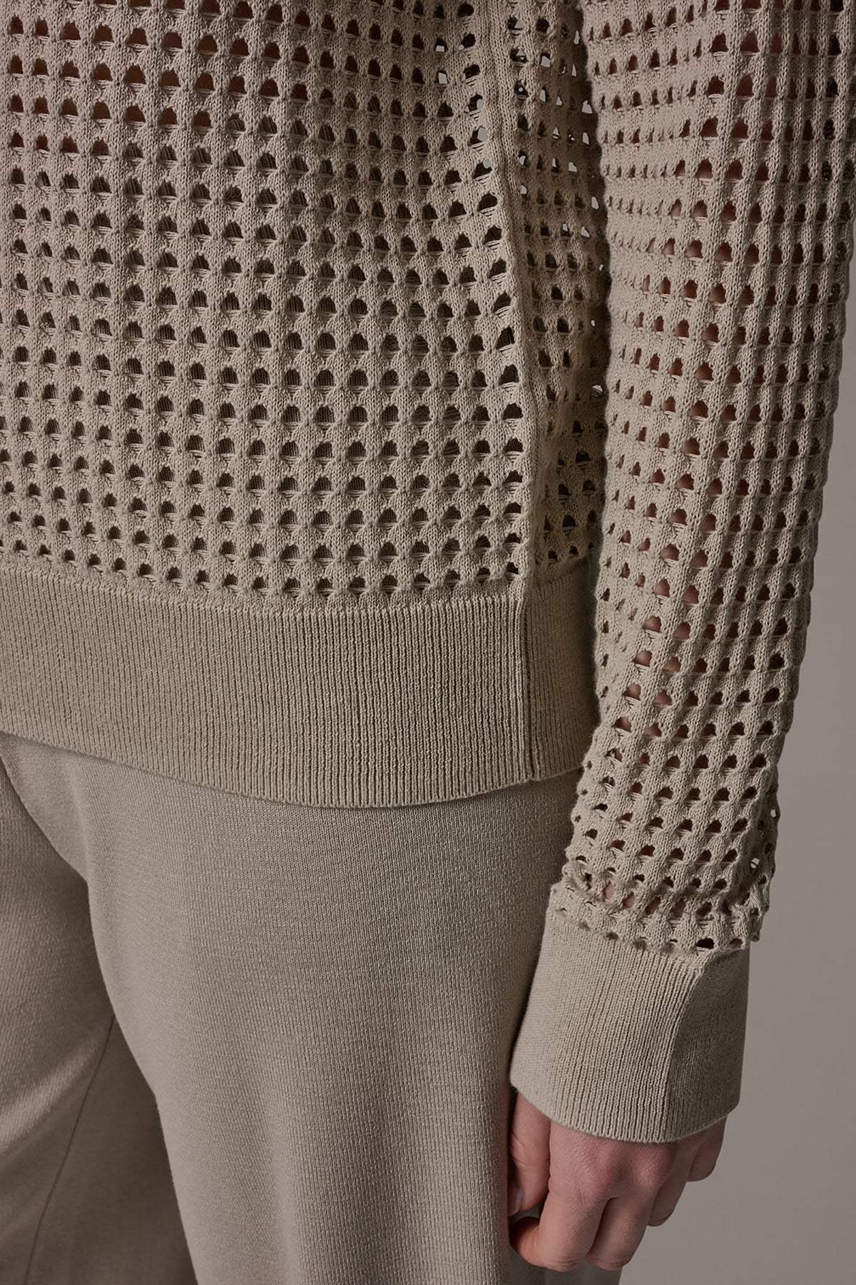 Donna Karan LONG SLEEVE POINTELLE SWEATER
