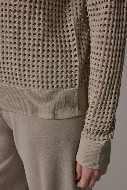 Donna Karan LONG SLEEVE POINTELLE SWEATER