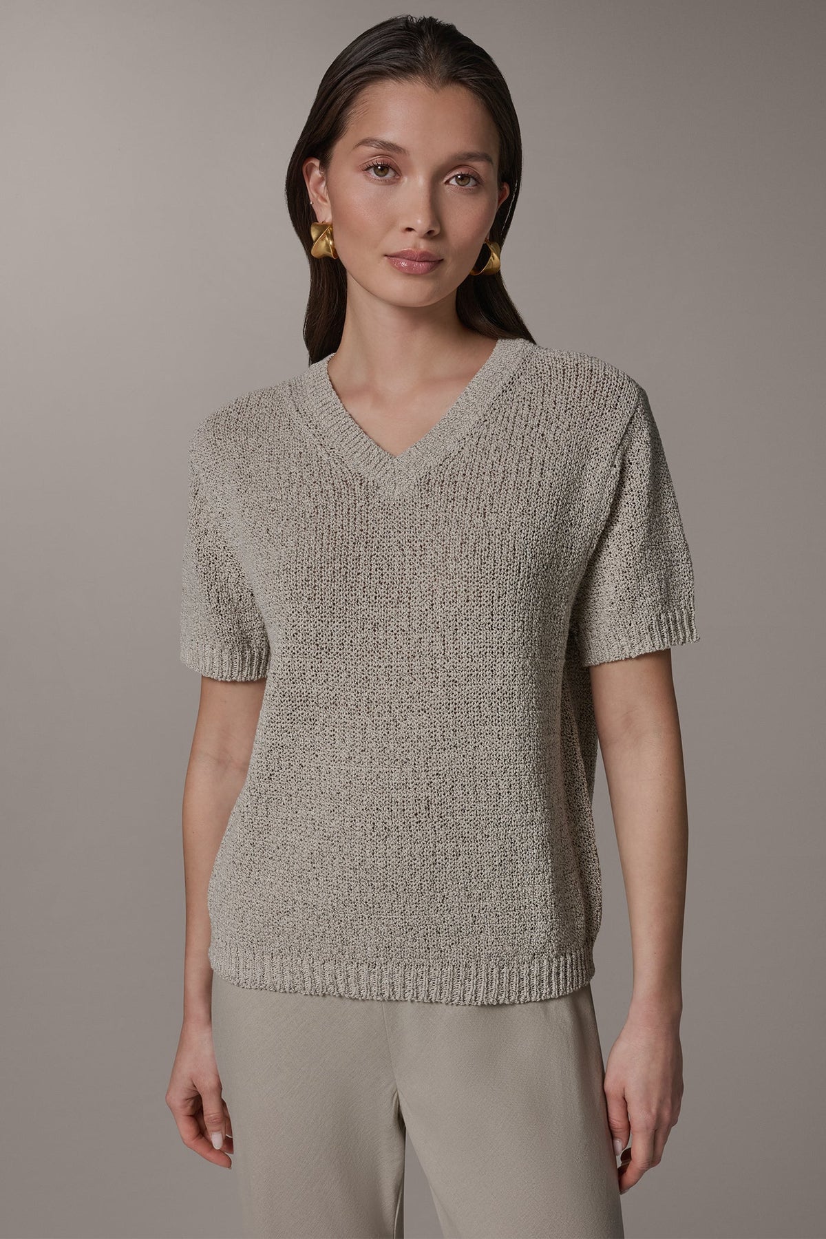 Donna Karan SHORT SLEEVE MÉLANGE EASY SWEATER
