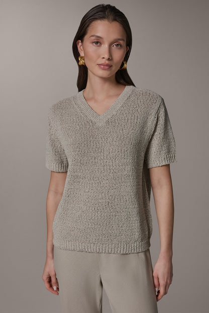 Donna Karan SHORT SLEEVE MÉLANGE EASY SWEATER