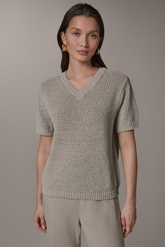 Donna Karan SHORT SLEEVE MÉLANGE EASY SWEATER