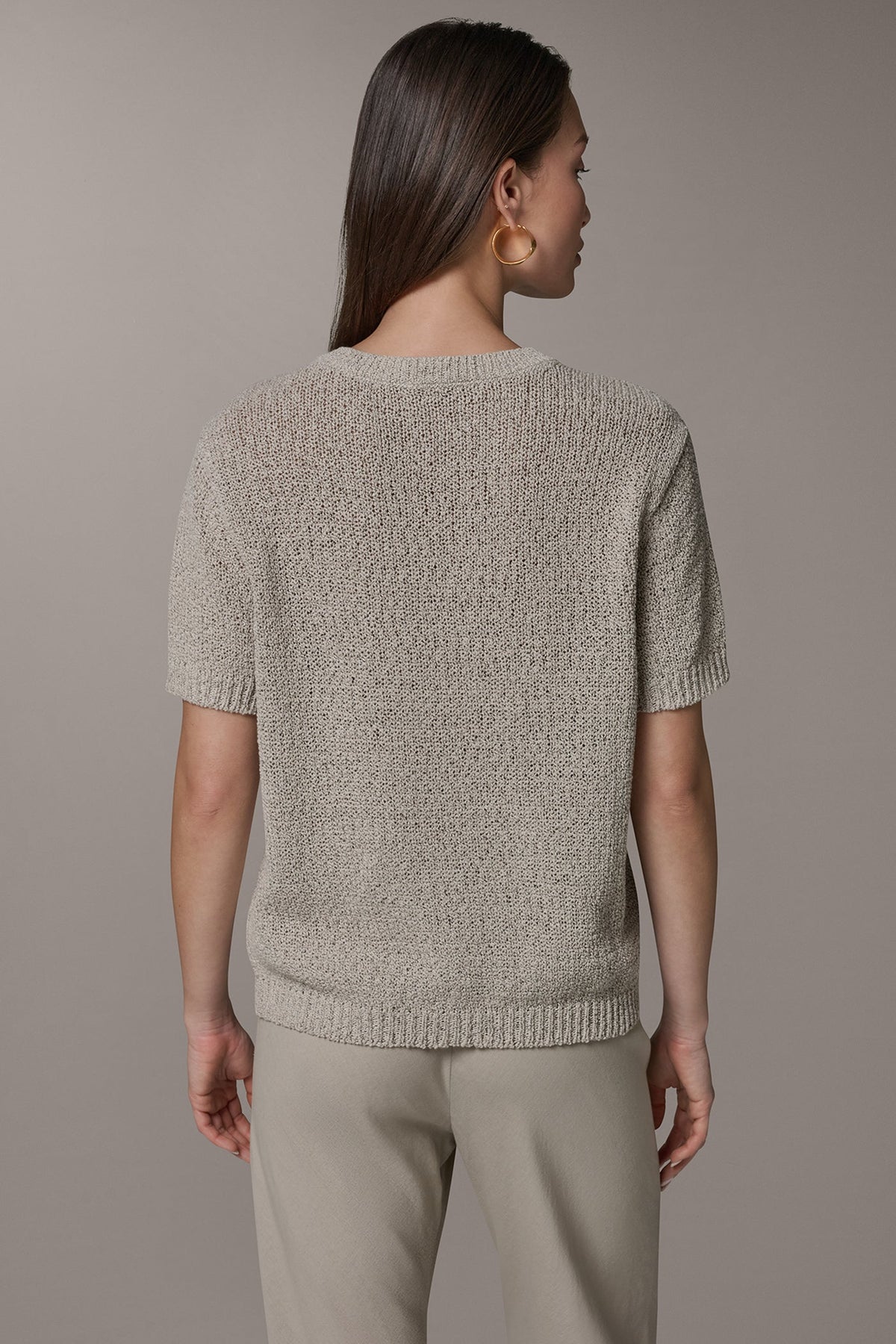 Donna Karan SHORT SLEEVE MÉLANGE EASY SWEATER