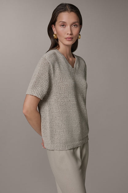 Donna Karan SHORT SLEEVE MÉLANGE EASY SWEATER