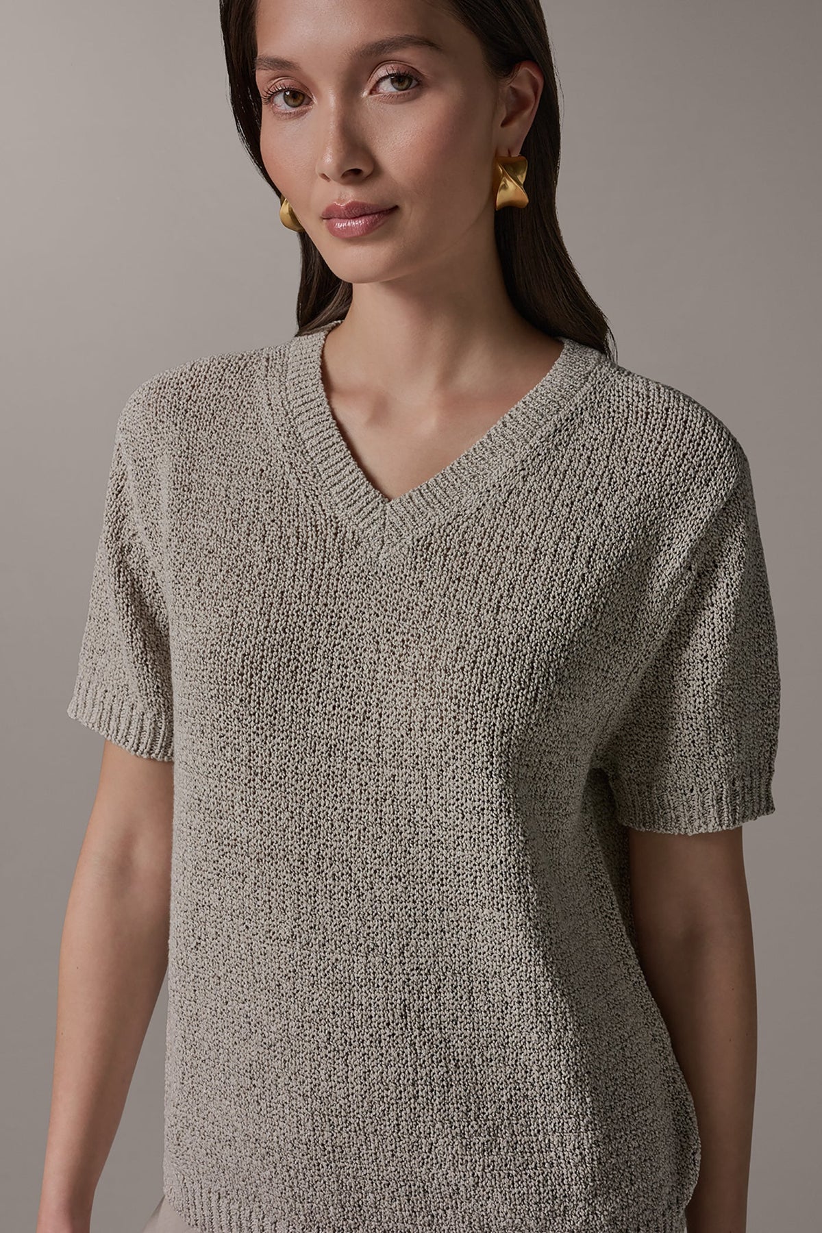 Donna Karan SHORT SLEEVE MÉLANGE EASY SWEATER