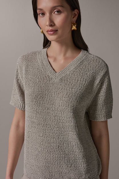 Donna Karan SHORT SLEEVE MÉLANGE EASY SWEATER
