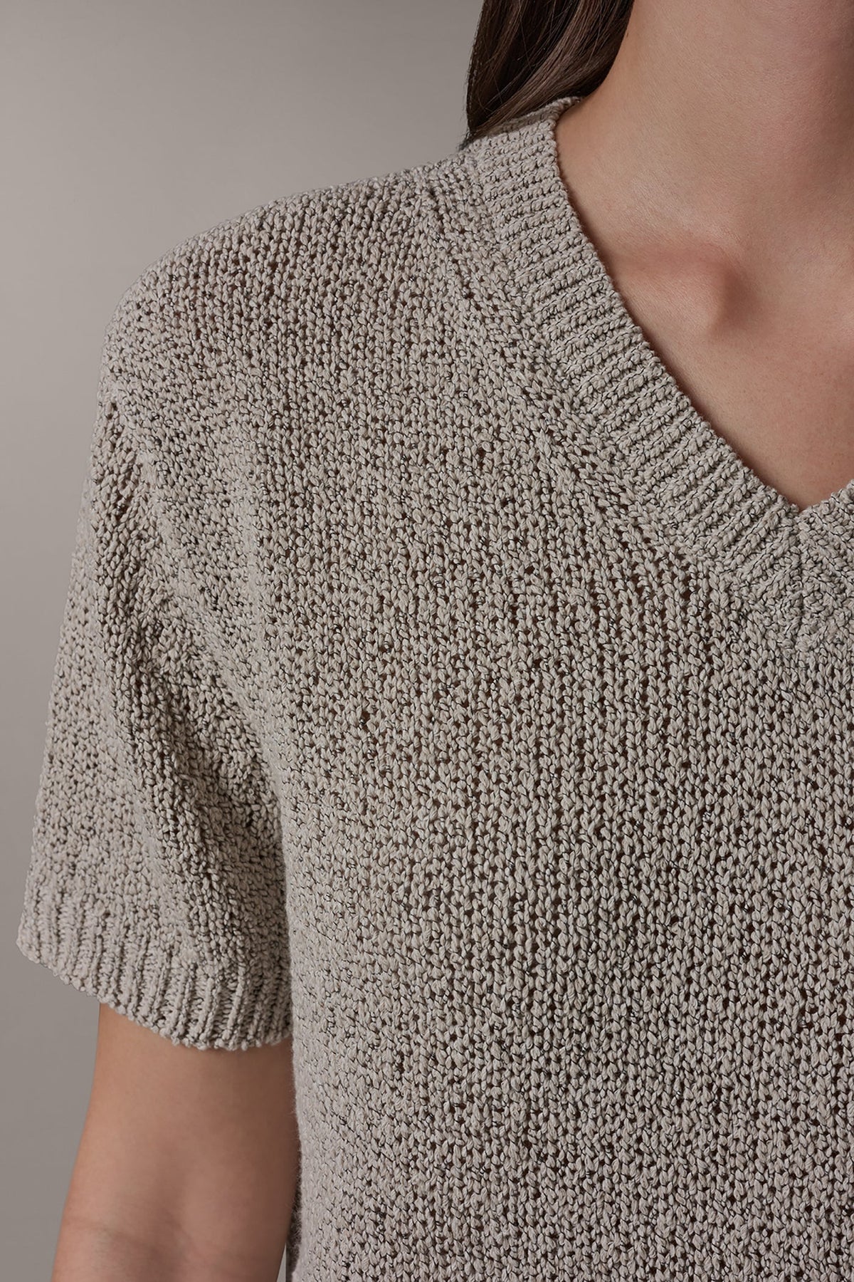 Donna Karan SHORT SLEEVE MÉLANGE EASY SWEATER