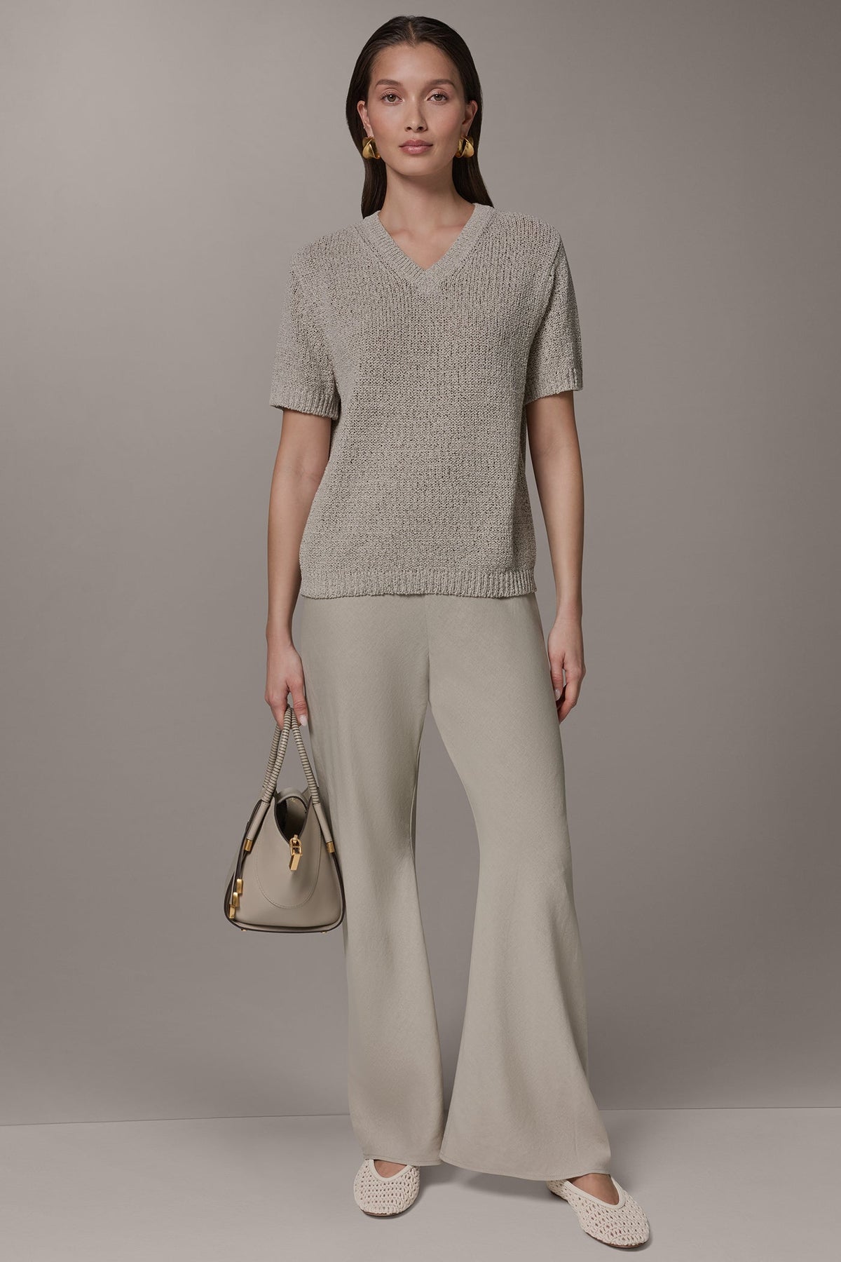 Donna Karan SHORT SLEEVE MÉLANGE EASY SWEATER