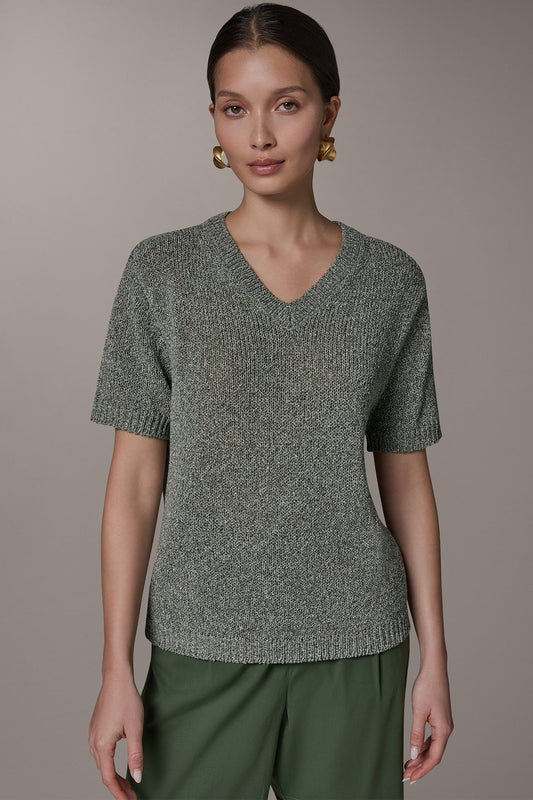 Donna Karan SHORT SLEEVE MÉLANGE EASY SWEATER