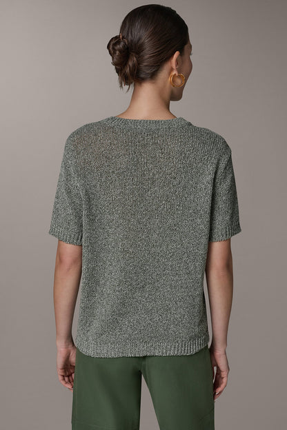 Donna Karan SHORT SLEEVE MÉLANGE EASY SWEATER