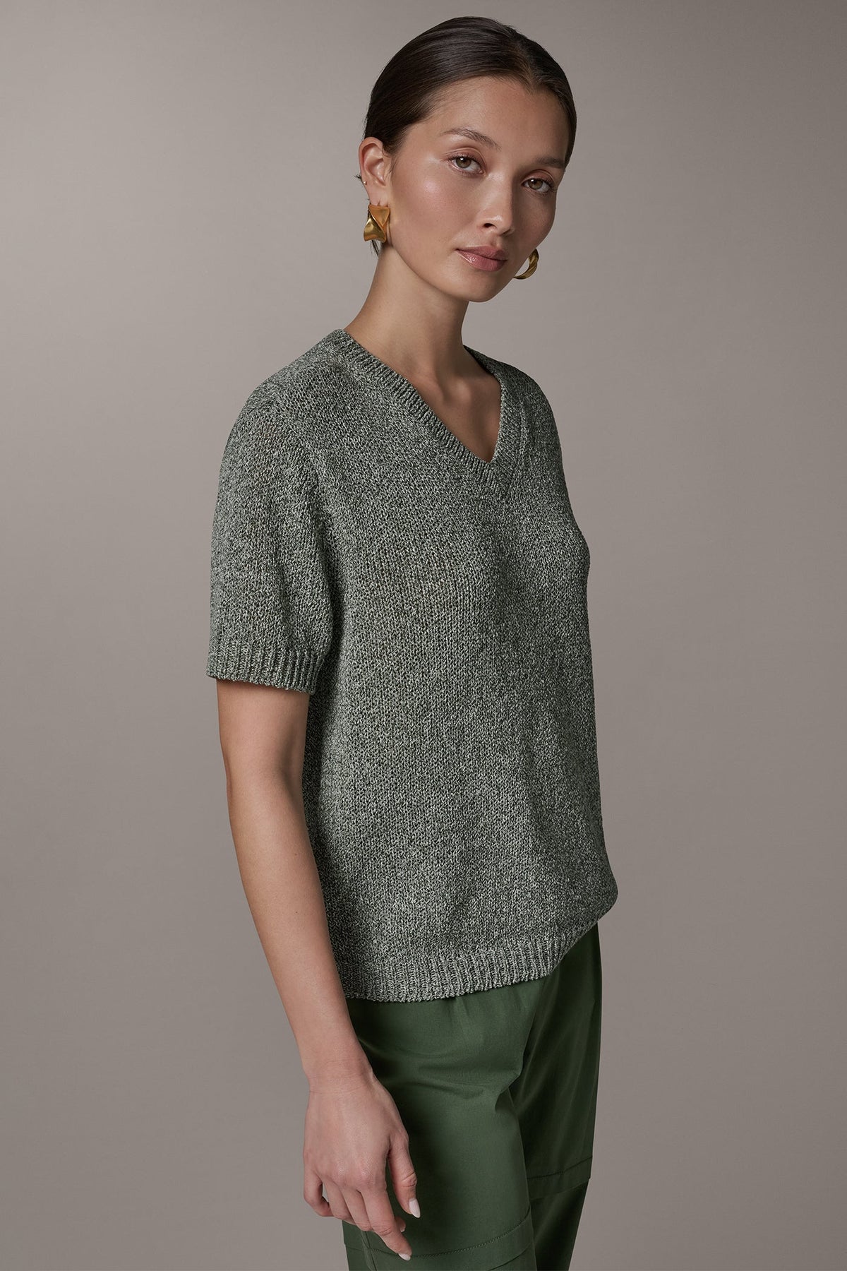 Donna Karan SHORT SLEEVE MÉLANGE EASY SWEATER