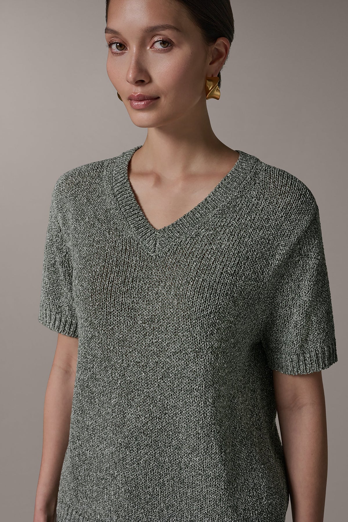 Donna Karan SHORT SLEEVE MÉLANGE EASY SWEATER