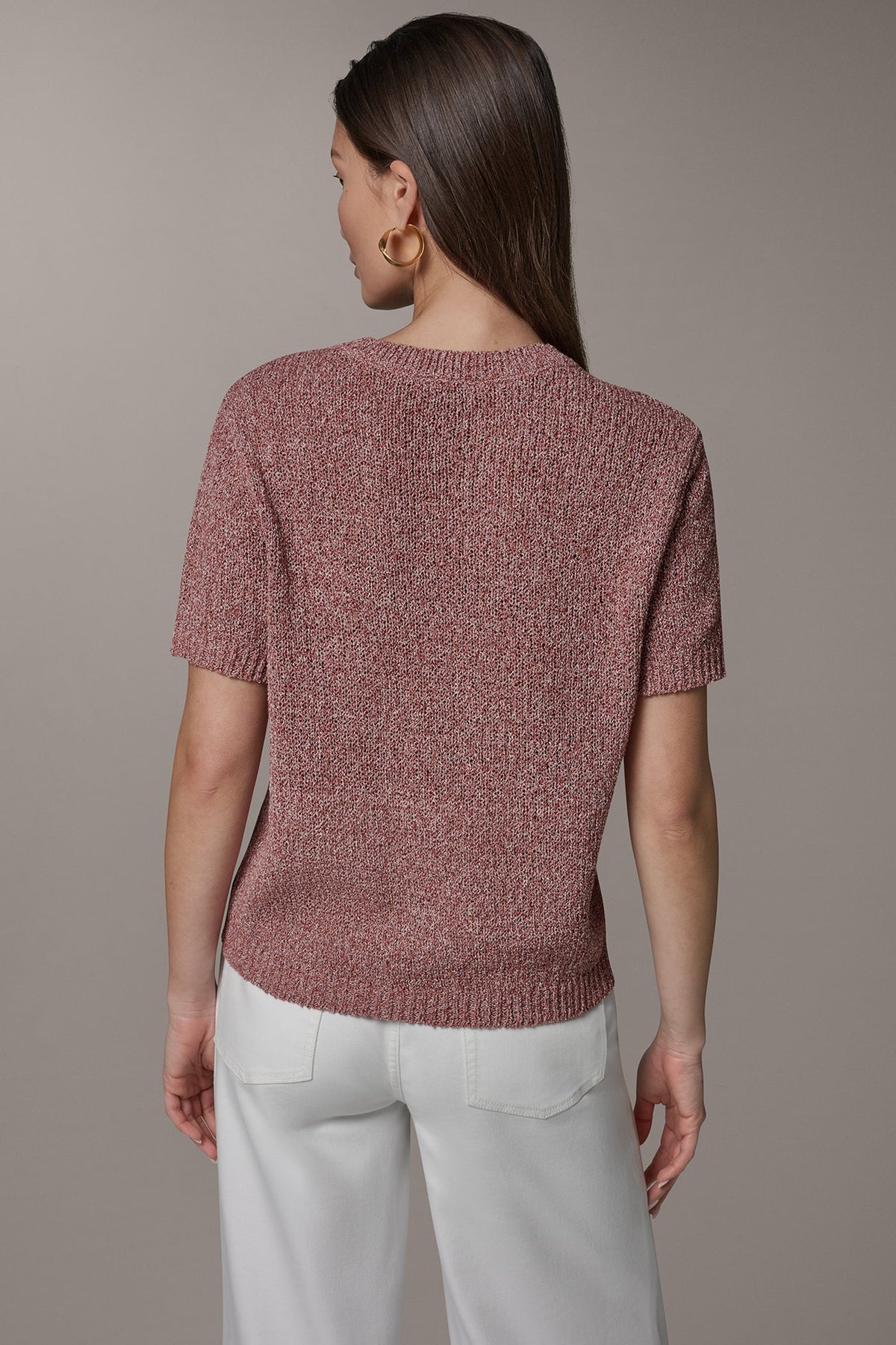 Donna Karan SHORT SLEEVE MÉLANGE EASY SWEATER