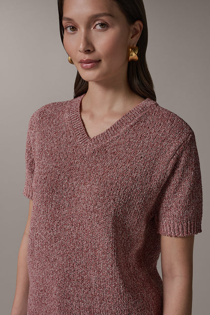 Donna Karan SHORT SLEEVE MÉLANGE EASY SWEATER