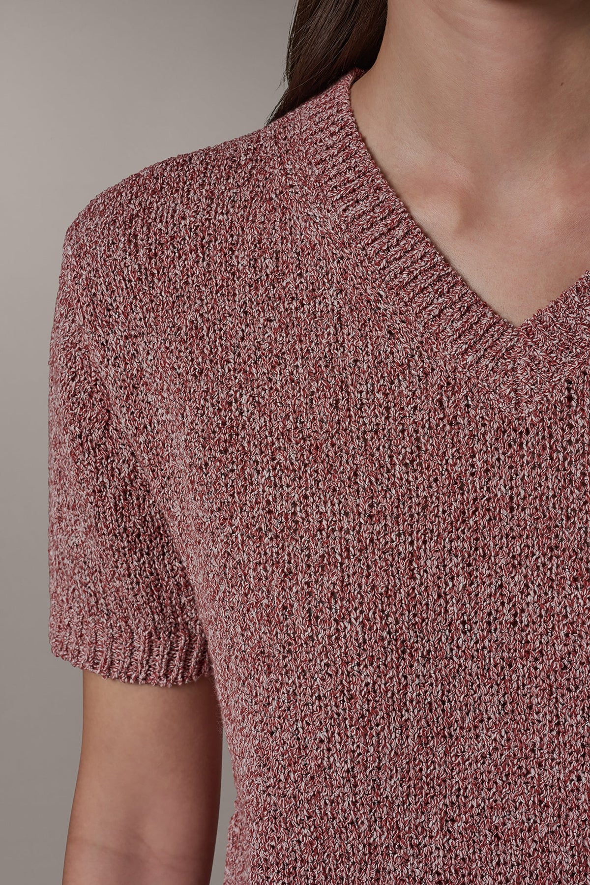 Donna Karan SHORT SLEEVE MÉLANGE EASY SWEATER