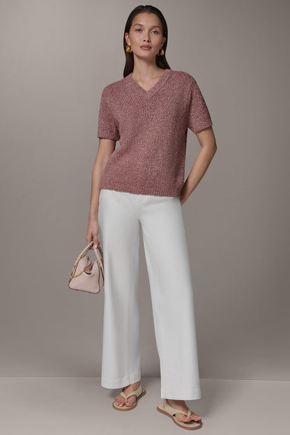 Donna Karan SHORT SLEEVE MÉLANGE EASY SWEATER
