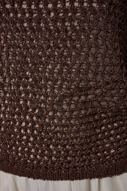 Donna Karan SHORT SLEEVE OPEN STITCH SWEATER