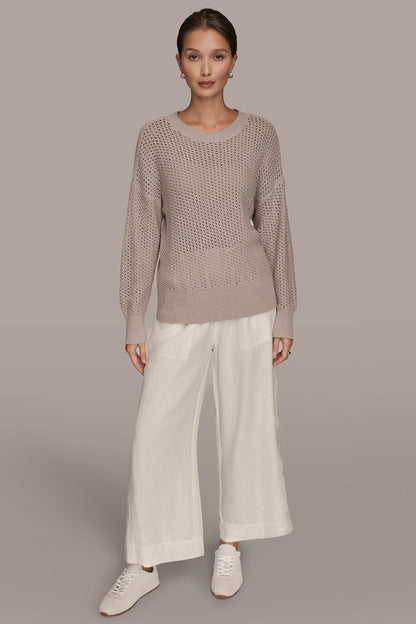 Donna Karan LONG SLEEVE OPEN STITCH SWEATER