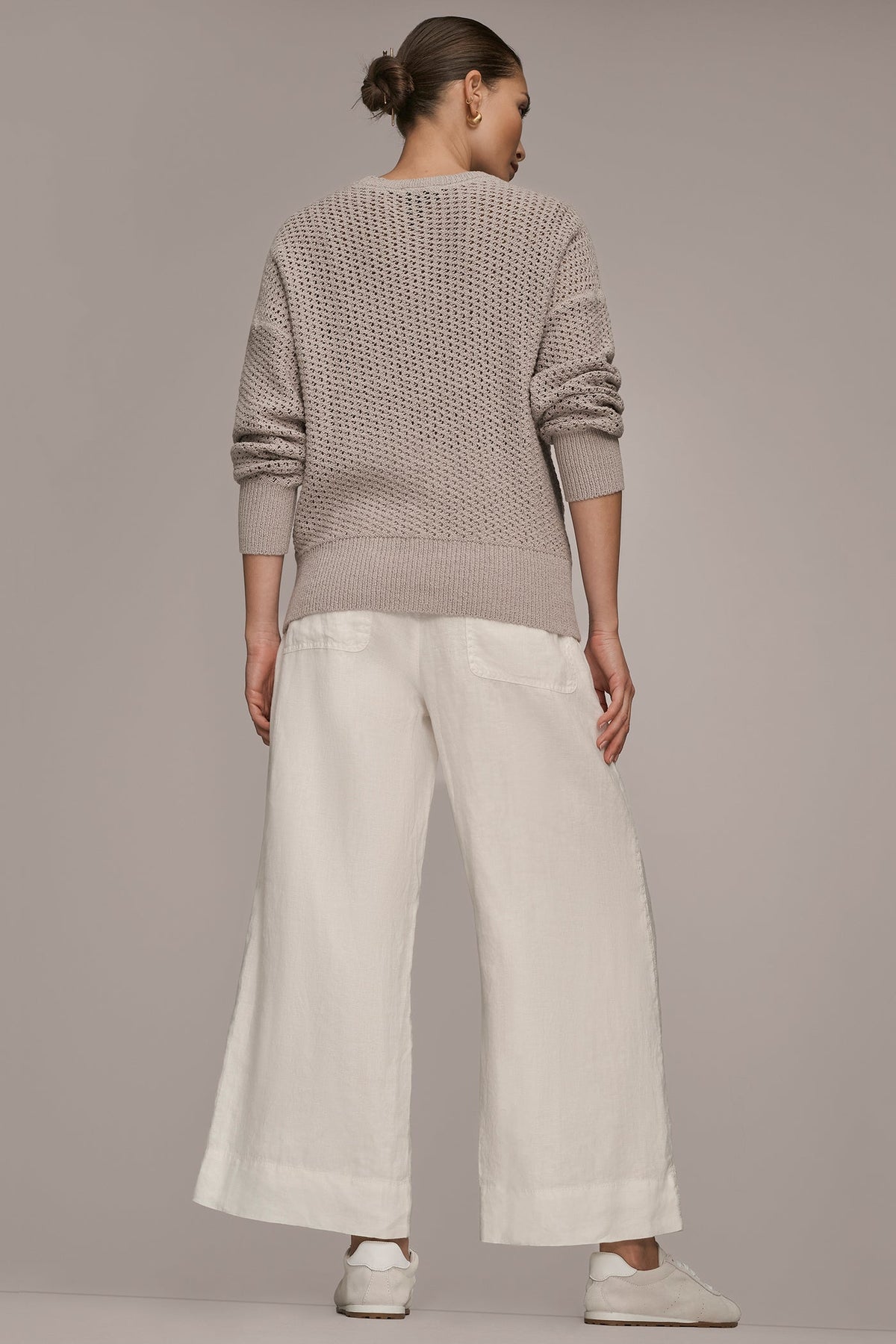 Donna Karan LONG SLEEVE OPEN STITCH SWEATER
