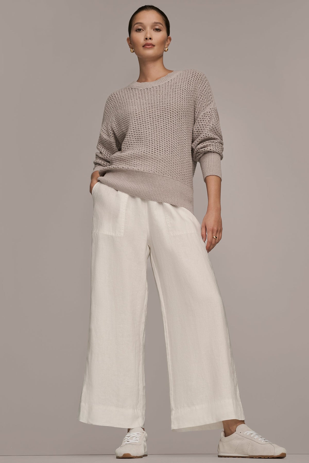 Donna Karan LONG SLEEVE OPEN STITCH SWEATER