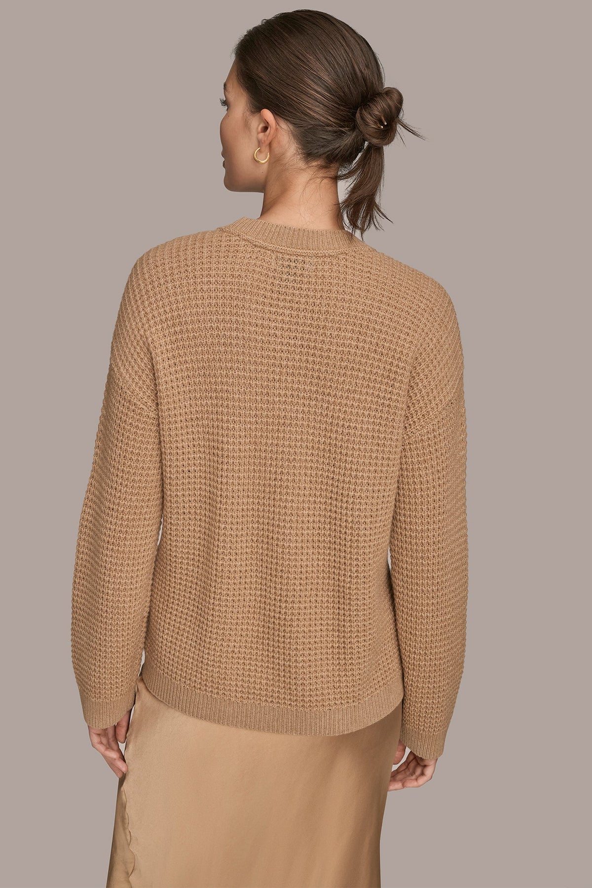 Donna Karan WOOL AND CASHMERE-BLEND POCKET SWEATER