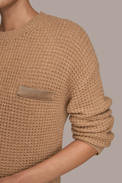 Donna Karan WOOL AND CASHMERE-BLEND POCKET SWEATER