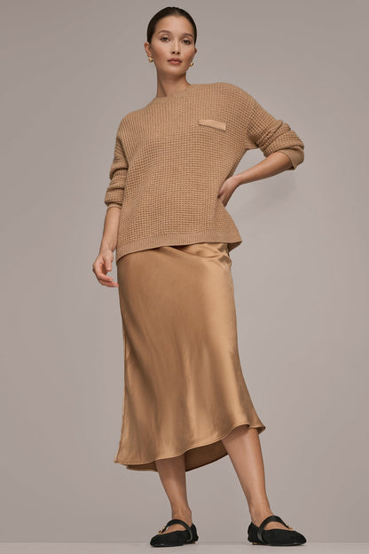Donna Karan WOOL AND CASHMERE-BLEND POCKET SWEATER