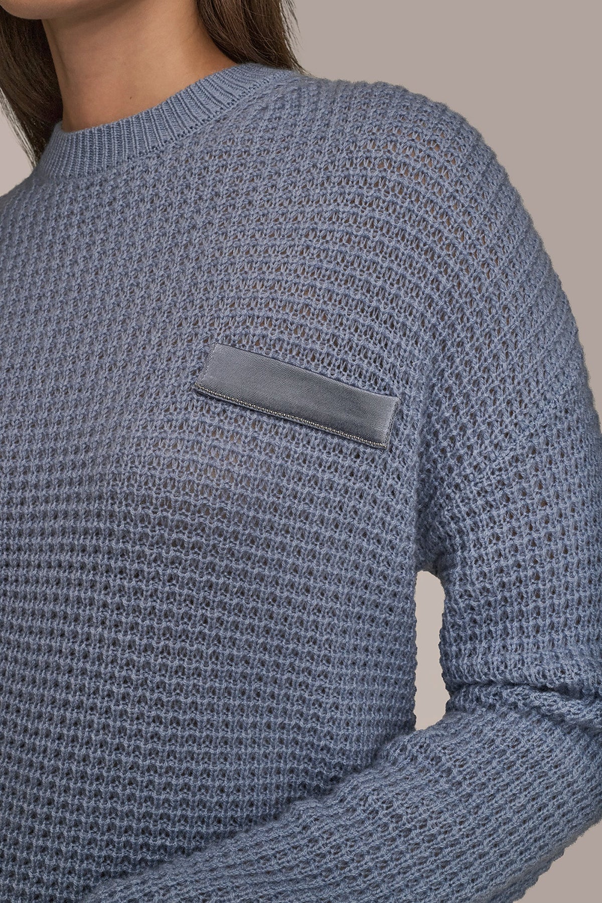Donna Karan WOOL AND CASHMERE-BLEND POCKET SWEATER